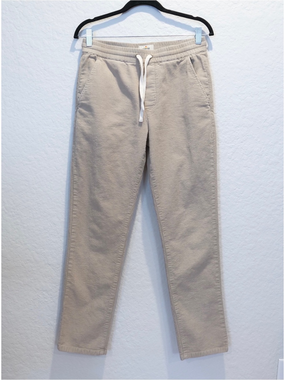 Marine Layer Saturday Slim Corduroy Drawstring Pants Men’s S Light Tan 29x29